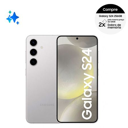 Smartphone Samsung Galaxy S24 5G Cinza, 256GB, 8GB de RAM e Câmera Tripla Traseira de até 50MP, Selfie de 12MP
